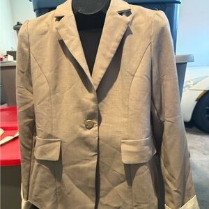 Classic Women's Taupe Blazer Jacket - Single Button
